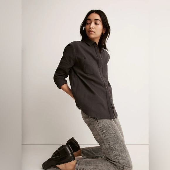 NWT Women’s Madewell Black Oversized Casual Button Down Fleece Shirt - Size XL - Picture 11 of 11